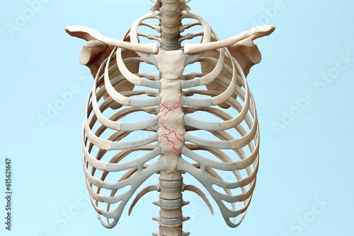 Fractured sternum skeleton chest  photo