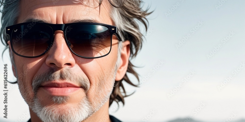 Elderly man wearing sunglasses, generative AI Elderly man wearing sunglasses, generative AI