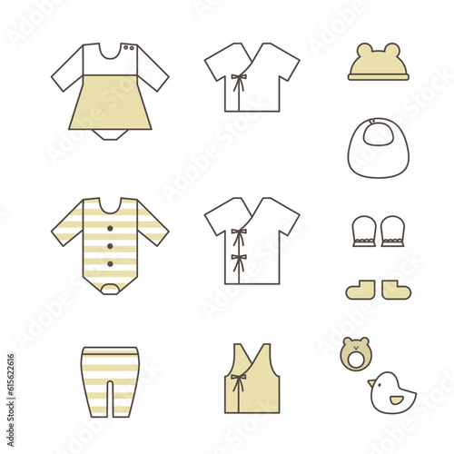 ベビー用品　シンプルなイラスト素材　アイコンセット