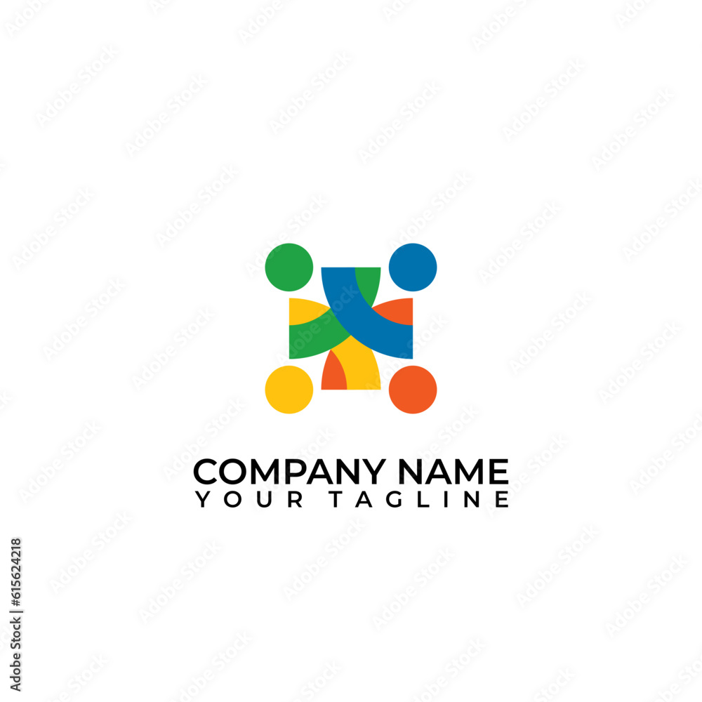 Colourful People symbol, togetherness and community concept design, creative hub, social connection icon, template and logo set Colourful People symbol, togetherness and community concept design, creative hub, social connection icon, template and logo set