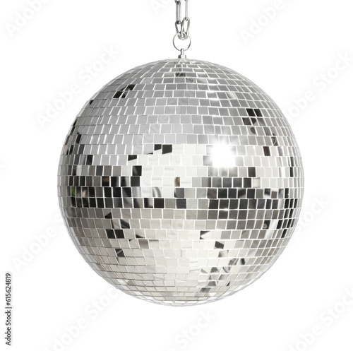 Fotografie Shiny silver disco ball isolated on white
