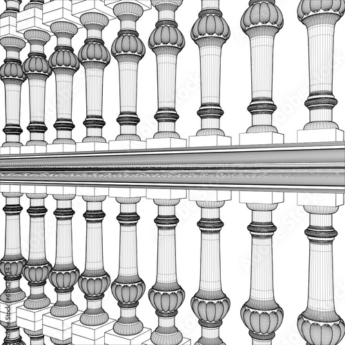 Baluster Railing Vector. Illustration Isolated On White Background. A Vector Illustration Of Balustrade Banister Baluster Railing Banisters.