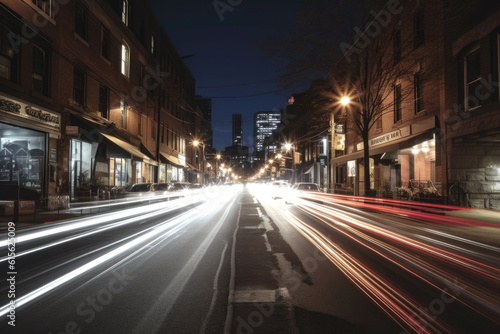 long exposure speed light trails in an urban environment, street © waranyu