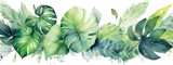 an illustration with green leaves in watercolor Generative AI