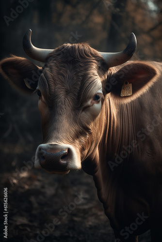 Portrait of Cow Dramatic and Cinematic Lighting Photography, Generative AI