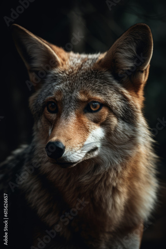Portrait of Coyote Dramatic and Cinematic Lighting Photography, Generative AI