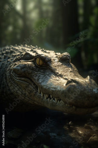 Portrait of Crocodile Dramatic and Cinematic Lighting Photography, Generative AI © Giantdesign