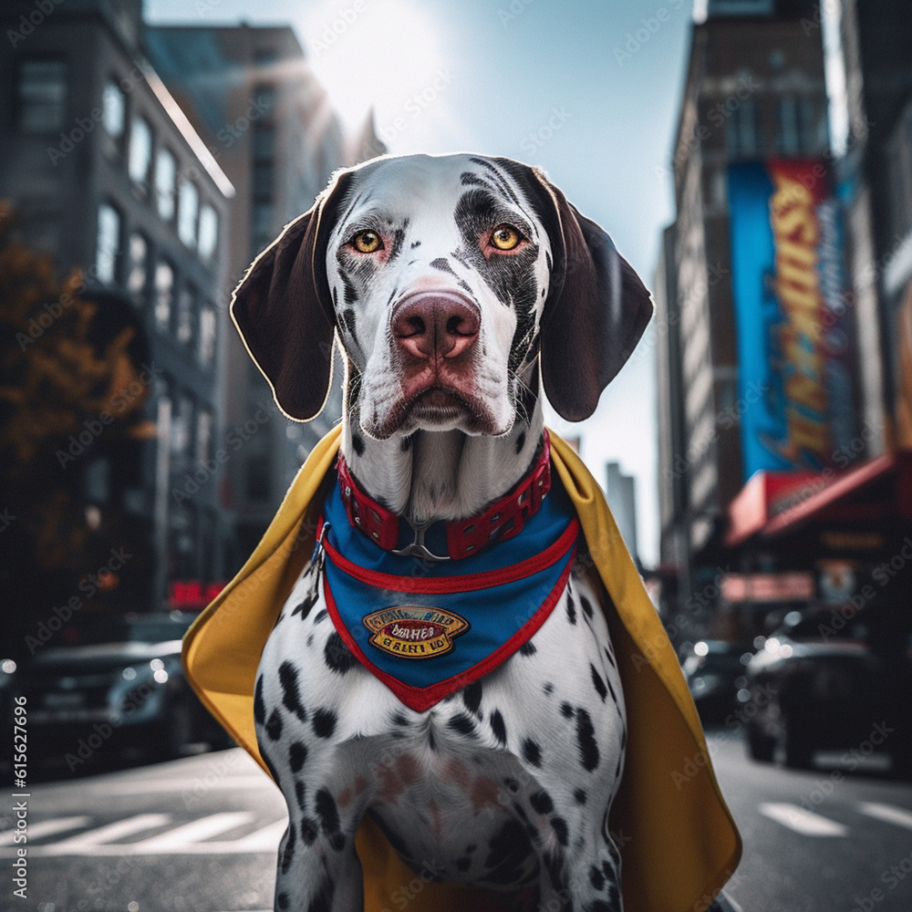 A dog dressed as a superhero, Generative Ai