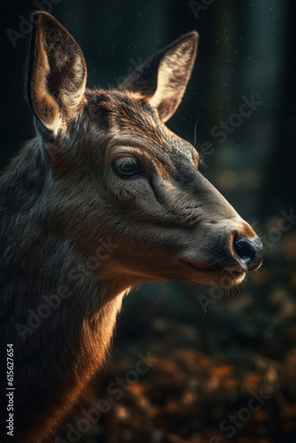 Portrait of Deer Dramatic and Cinematic Lighting Photography, Generative AI © Giantdesign