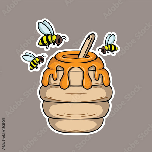 artwork illustrator and T shirt design cute character honey bee