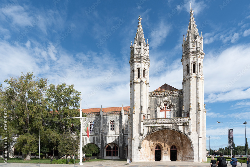 Exterior of Jeronimos Monastery or Hieronymites Monastery in Belem, Lisbon in Portugal