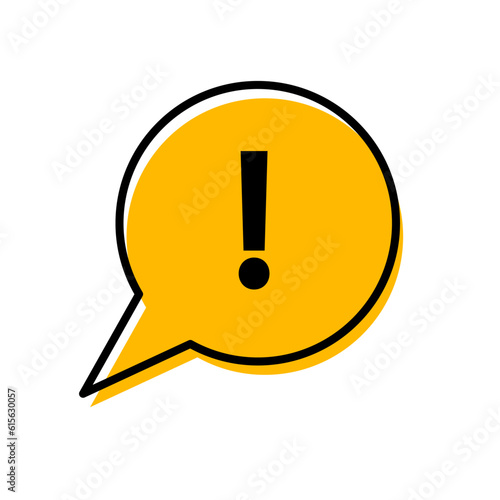 Black hazard warning attention sign. exclamation symbol in a orange speech bubble icon. Vector illustration. photo