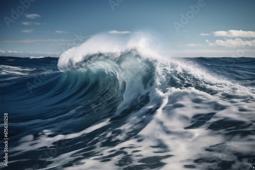 water blue sea nature ocean cool liquid crash surfing wave. Generative AI.