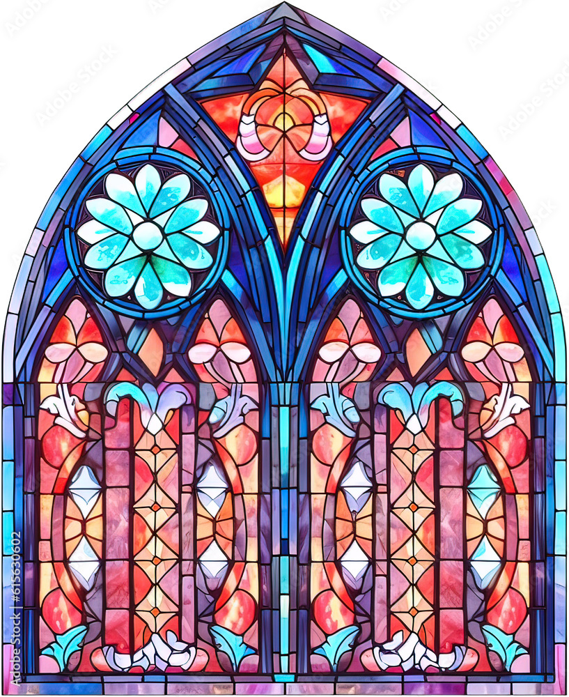 Illustration in stained glass style with abstract floral pattern, round image Illustration in stained glass style with abstract floral pattern, round image