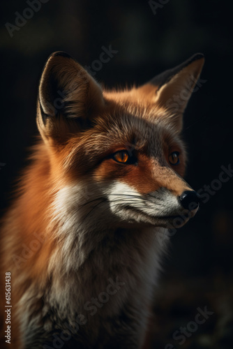Portrait of Fox Dramatic and Cinematic Lighting Photography  Generative AI
