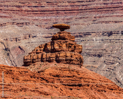 Mexican Hat rock shaped like a sombrero in Mexican Hat  Utah  