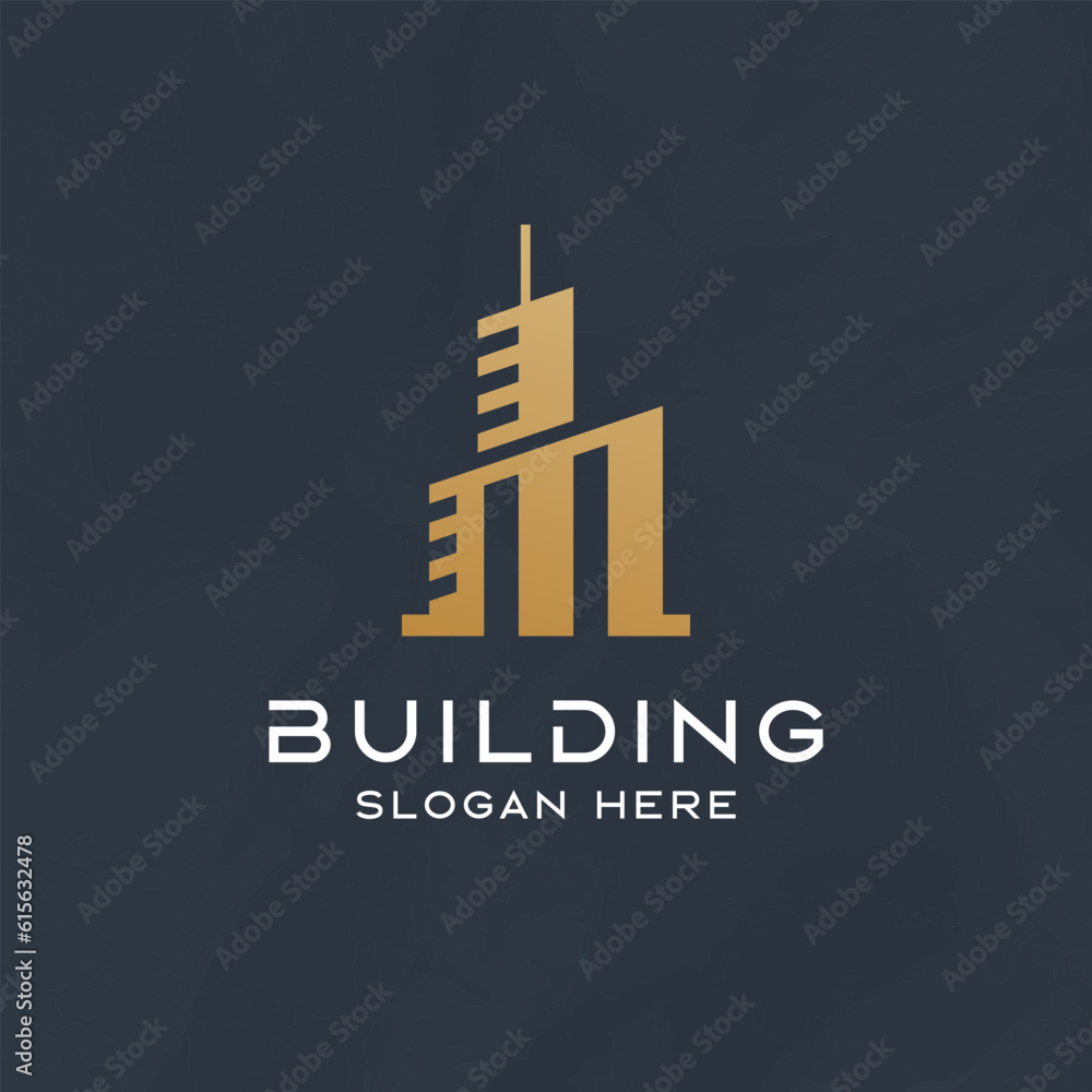 Letter M with building elements vector logo design template. Letter M with building elements vector logo design template.