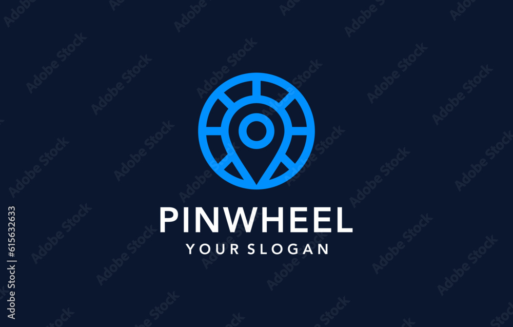 creative minimalist wheel pin logo design creative minimalist wheel pin logo design