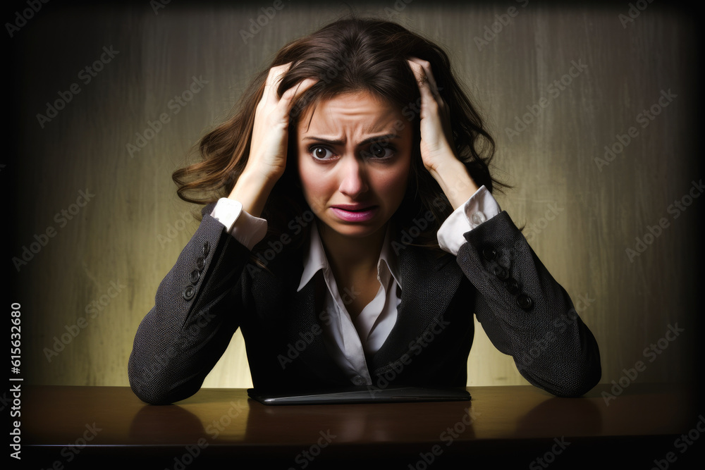 Desperate businesswoman, generative ai Desperate businesswoman, generative ai