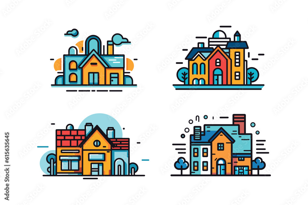 Simple modern and retro real estate building icon. Simple modern and retro real estate building icon.