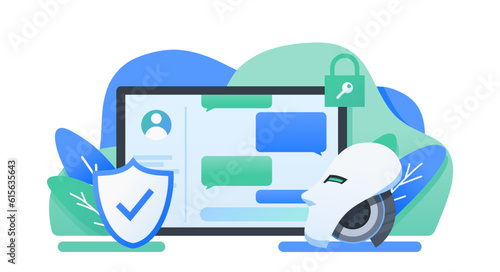 AI and Privacy Concern Personal Data Vector Concept Illustration Artificial Intelligence Digital Privacy Protection Sensitive Information Vector