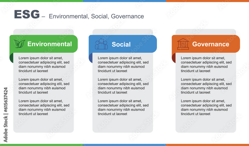 Infographic slide for ESG, Environmental, social, and governance used in web and print Infographic slide for ESG, Environmental, social, and governance used in web and print