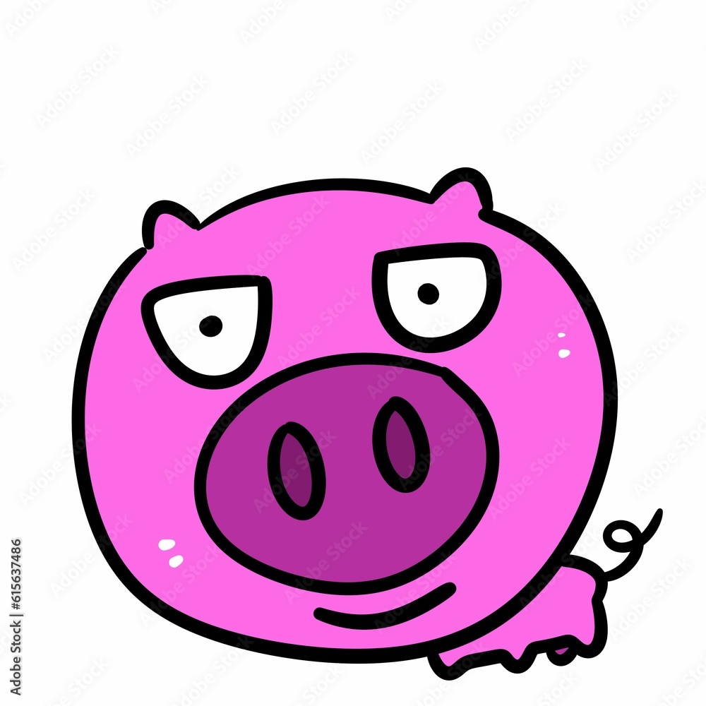pink pig cartoon on white background pink pig cartoon on white background