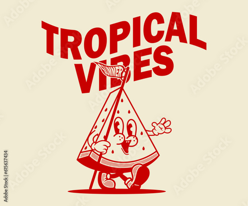 cartoon character of  watermelon fruit Graphic Design for T shirt Street Wear and Urban Style