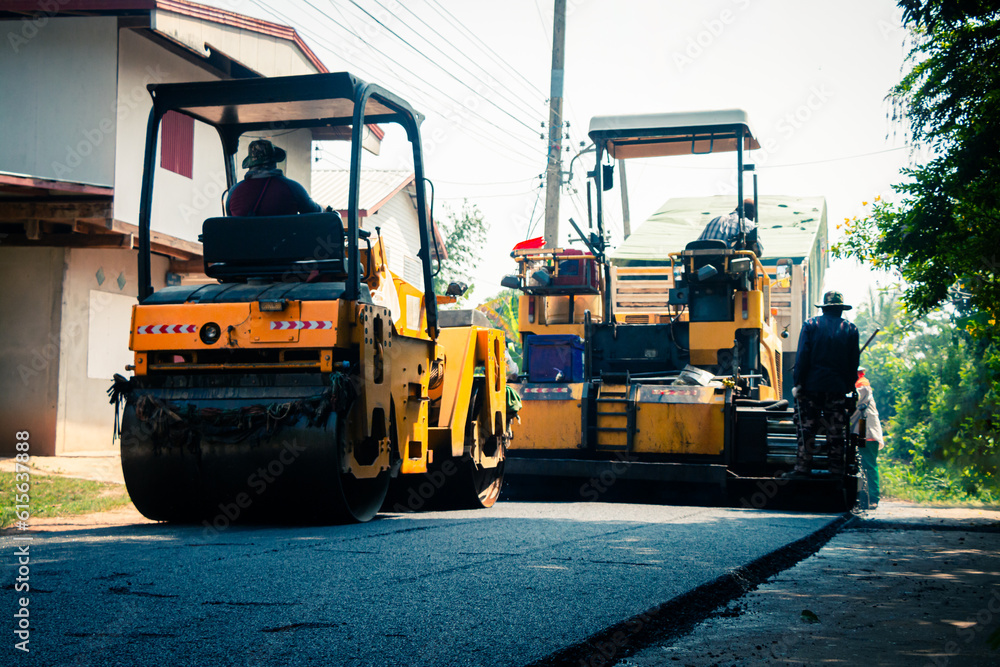 Machinery used to make asphalt roads. Machinery used to make asphalt roads.