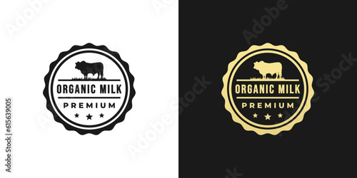 Organic milk Label Vector or Organic milk stamp Vector Isolated in Flat Style. Best Organic milk label for product packaging design element. Organic milk stamp for packaging design element.