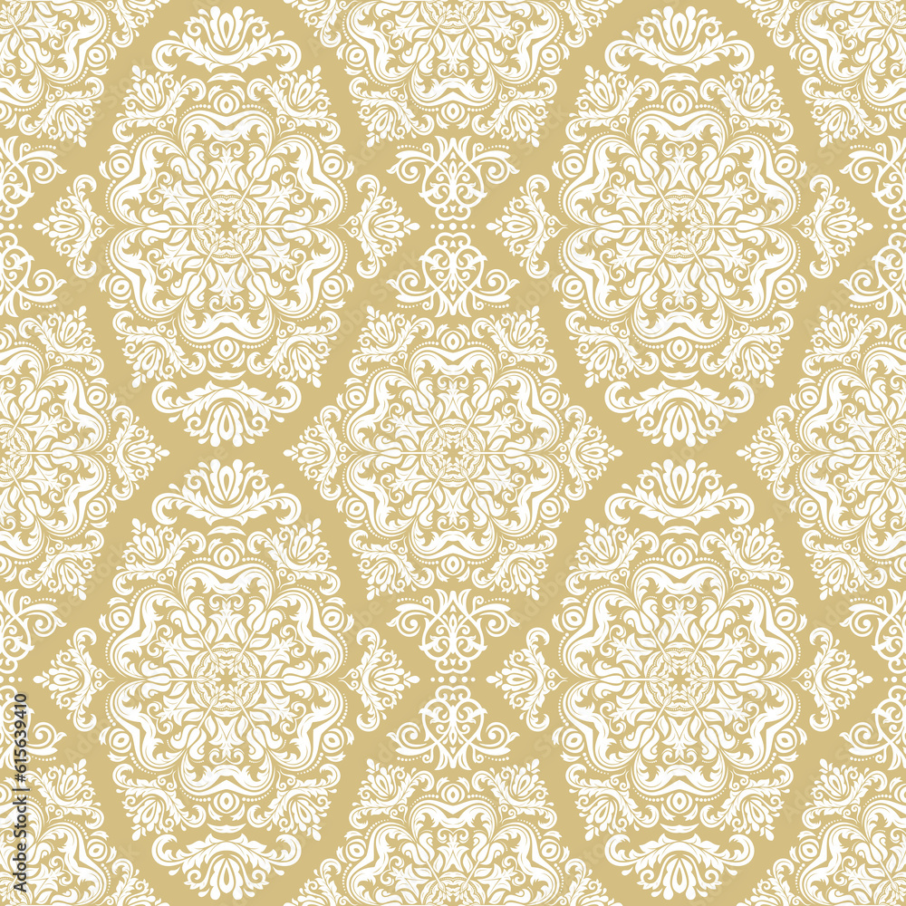 Orient classic pattern. Seamless abstract background with golden and white vintage elements. Orient background. Ornament for wallpaper and packaging