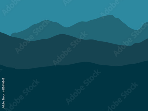 Obraz na plátně panoramic view of the mountain landscape with fog in the valley below with the alpenglow blue sky and rising sun