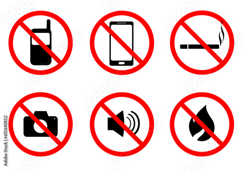 Prohibition sign collection for sticker and printing