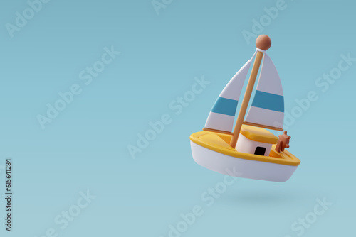 3d Vector Travel and journey boat, Holiday Vacation, Travel and Transport concept.