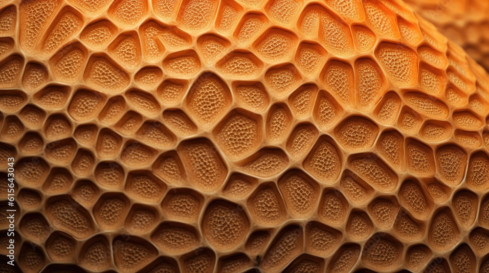 close-up of the pattern and texture of a ripe melon, detailed and abstract, generative ai