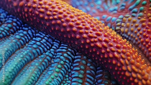 close-up of the vibrant and textured surface of a starfish, detailed and abstract, generative ai