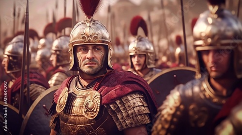 anchient roman background design, soldiers moments before entering the battleground