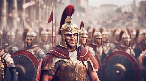 anchient roman background design, soldiers moments before entering the battleground