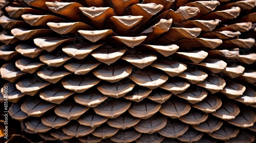 pinecone close-up showing the symmetry of its scales, detailed and realistic, generative ai