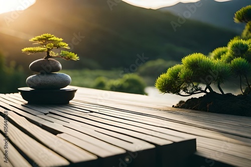 zen stones on the wooden table