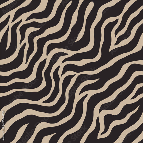 Modern Zebra Stripes Seamless Pattern. Abstract Animal Skin Print in Contemporary Style. Vector Stripes Background