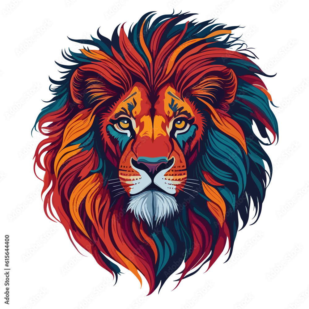 Captivating Vector Illustration of a Lion Majestic Face