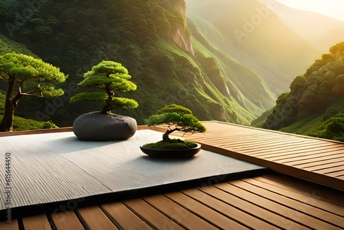zen garden in the morning
