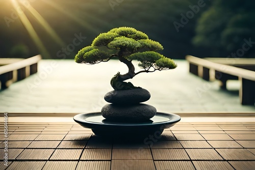 tree in a zen garden