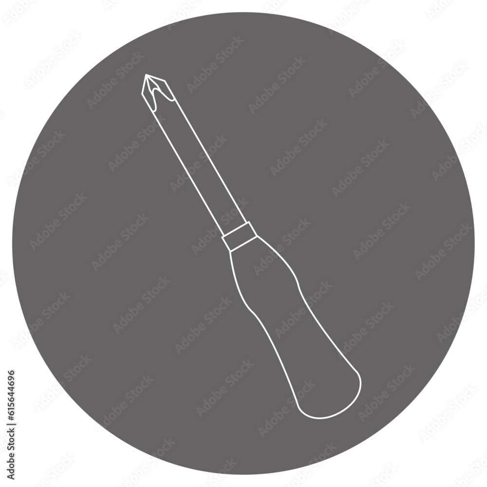 モノクロのイラストマーク_太いプラスドライバー