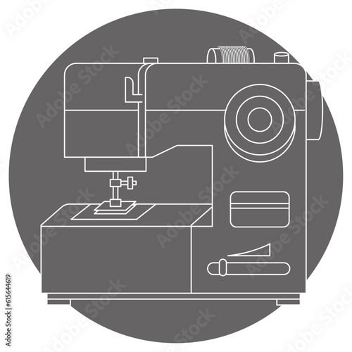 モノクロのイラストマーク_ミシン