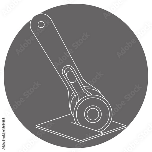 モノクロのイラストマーク_ロータリーカッターナイフ