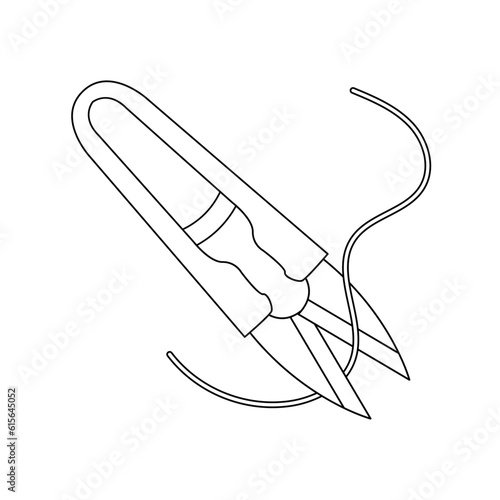 モノクロのイラスト_糸切りバサミ