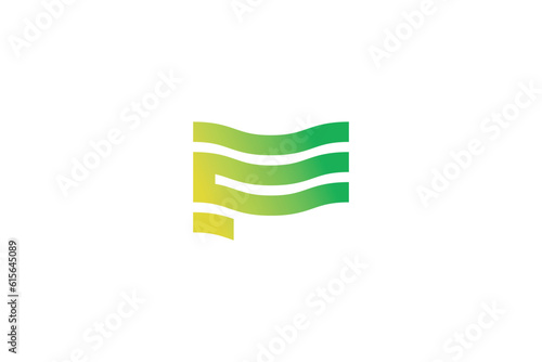 Letter F flag Sign logo design template