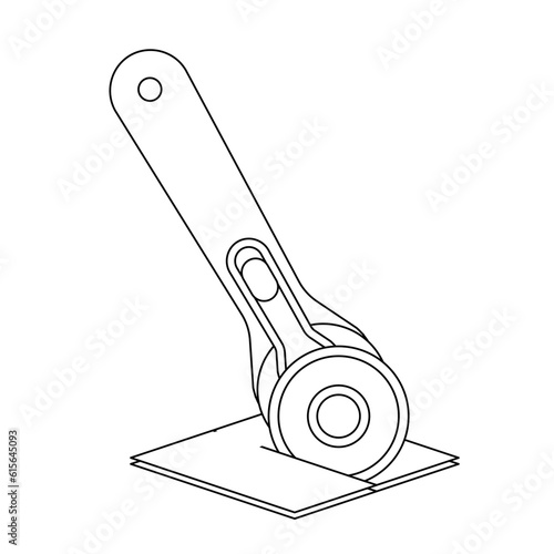 モノクロのイラスト_ロータリーカッターナイフ